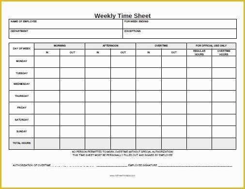 Timesheet Template Free Printable Of Free Printable Weekly Time Sheet