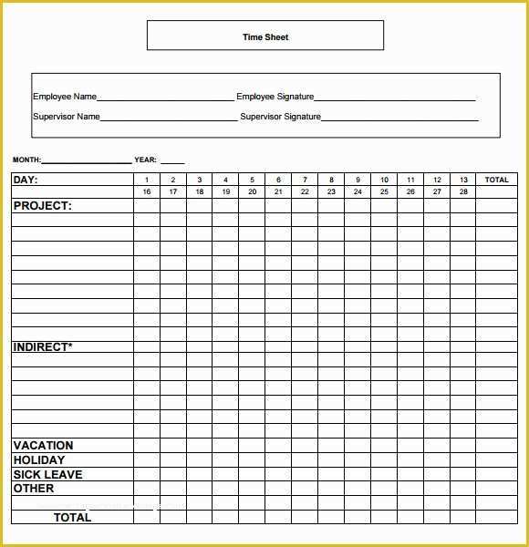 Timesheet Template Free Printable Of Monthly Timesheet Template 15 Download Free Documents