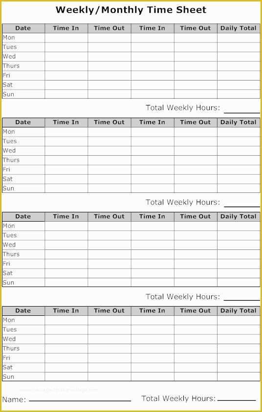 Timesheet Template Free Printable Of Weekly Timesheet Business