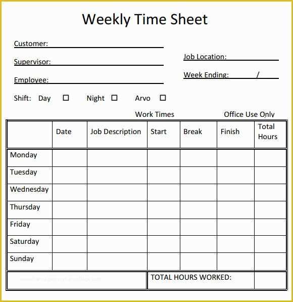 Timesheet Template Free Printable Of Weekly Timesheet Template 15 Free Download In Pdf