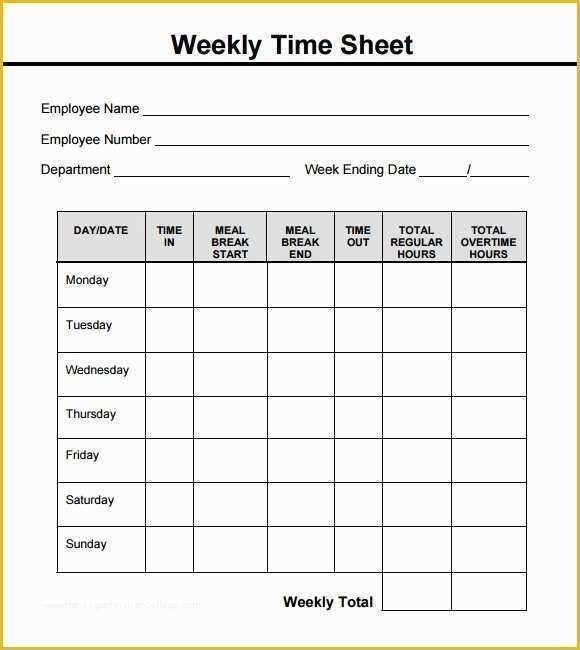 Timesheet Template Free Printable Of Weekly Timesheet Template 15 Free Download In Pdf