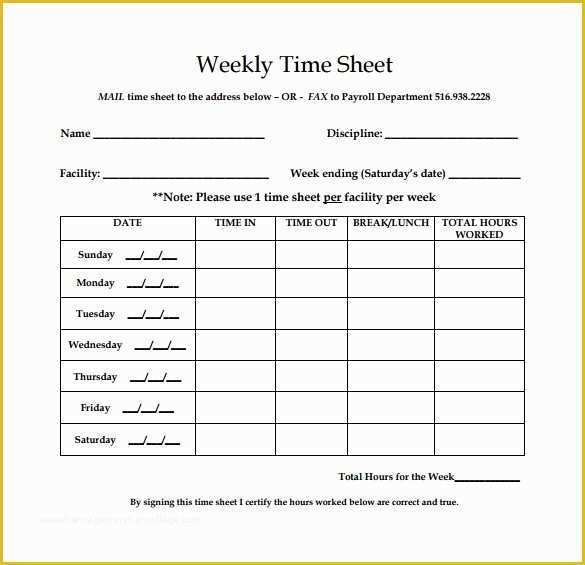 Timesheet Template Free Printable Of Weekly Timesheet Template 8 Free Download In Pdf