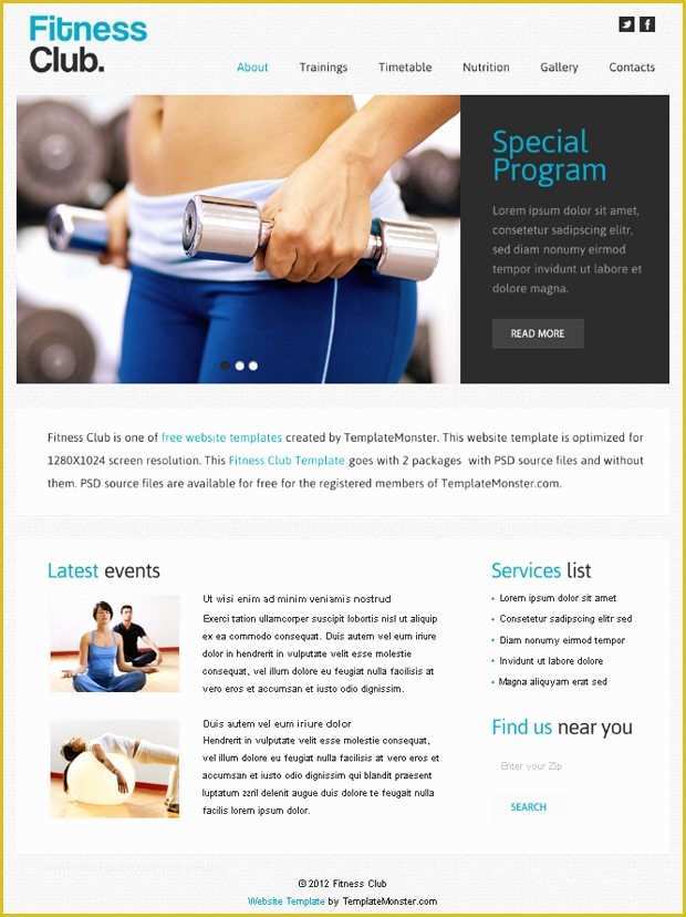 Top Free Jquery Templates for Websites Of Free Website Template with Jquery Slider for Fitness Club