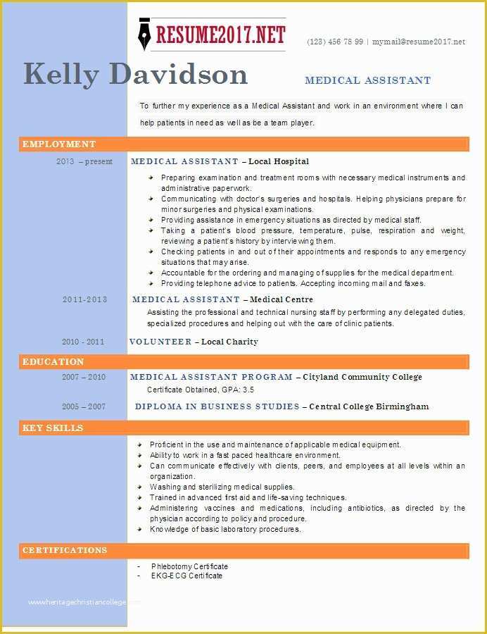 Top Free Resume Templates 2017 Of top 6 Medical assistant Resume Templates 2017