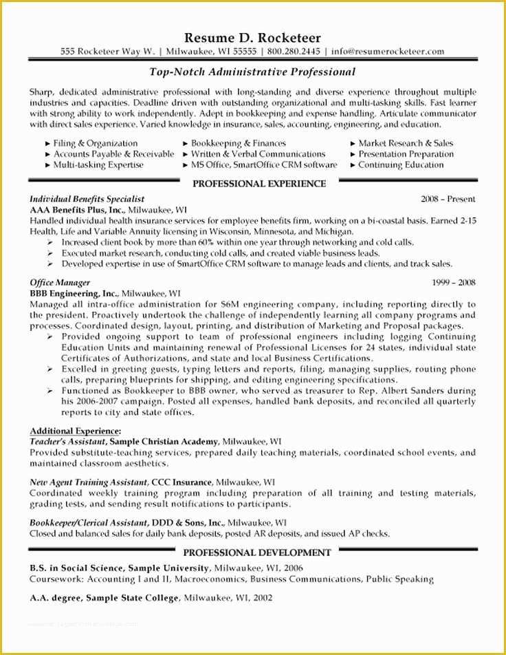 Top Free Resume Templates Of Administrative Professional Resume Example