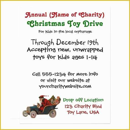 Toy Drive Flyer Template Free Of Annual Christmas toy Drive Charity Santa Claus