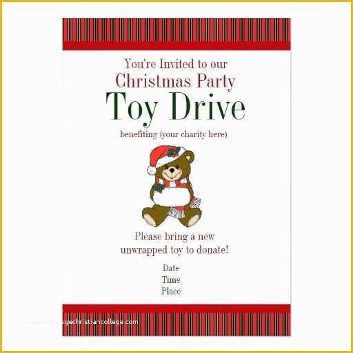 Toy Drive Flyer Template Free Of Christmas Party Holiday toy Drive Invitations