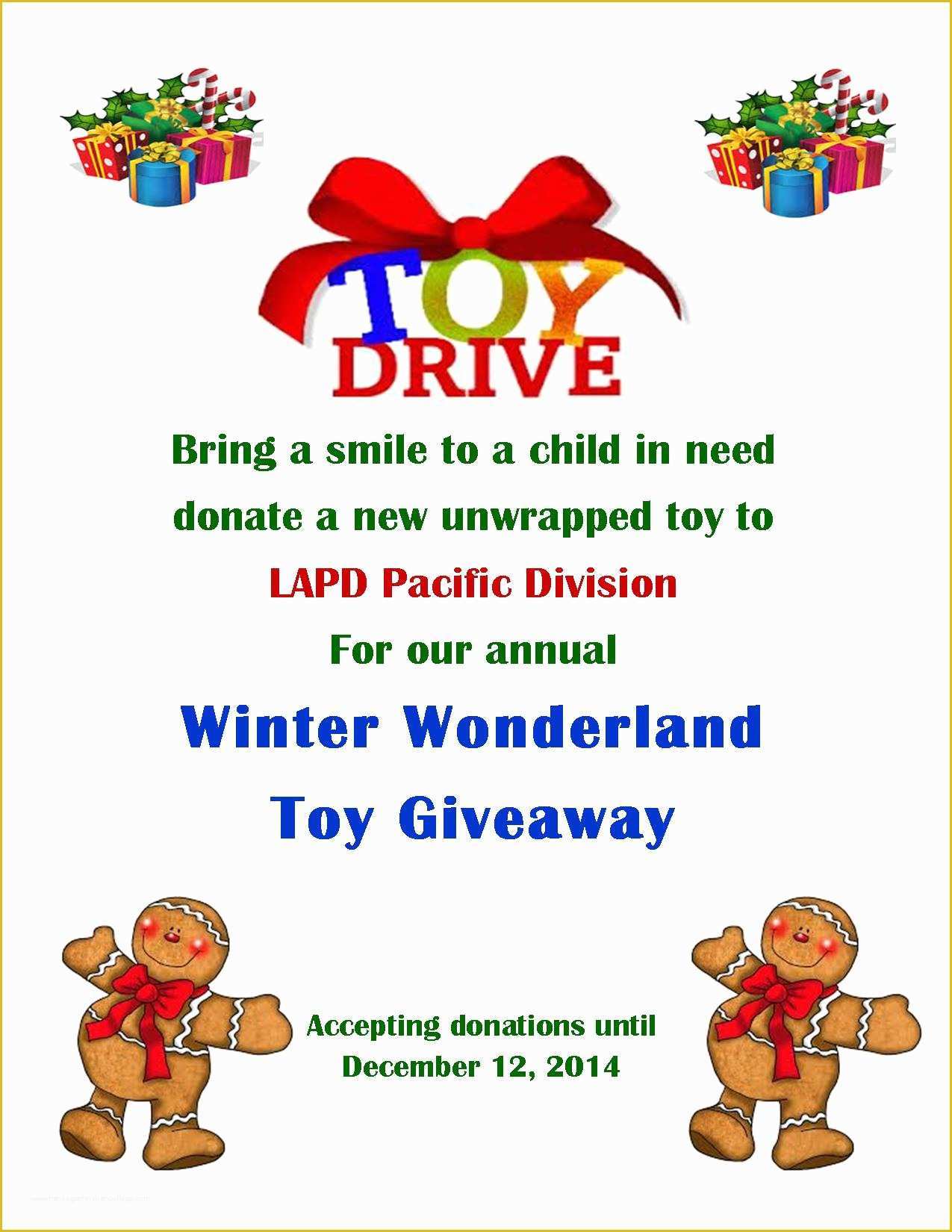 Toy Drive Flyer Template Free Of Lapd Pacific toy Drive & Winter Wonderland December 13th