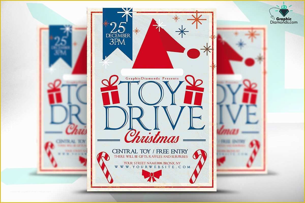 Toy Drive Flyer Template Free Of toy Drive Christmas Flyer Flyer Templates Creative Market