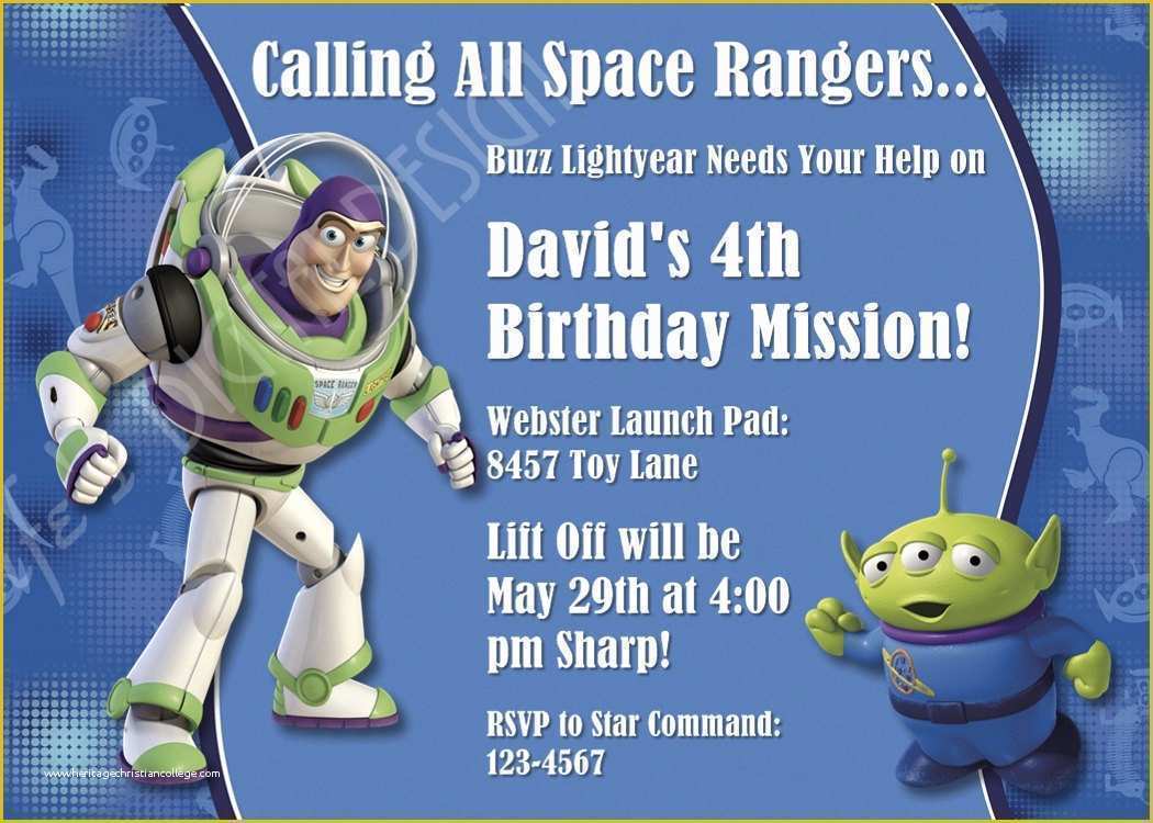 Toy Story Invitation Template Free Download Of Buzz Lightyear Birthday Invitations