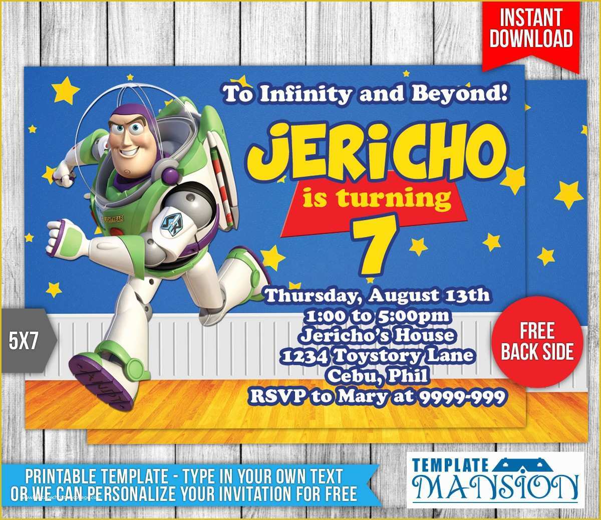 Toy Story Invitation Template Free Download Of Buzz Lightyear toy Story Birthday Invitation by