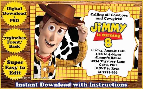 Toy Story Invitation Template Free Download Of Instant Download toys Story Woody Birthday Invitation