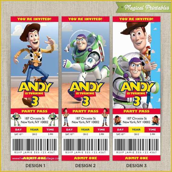 Toy Story Invitation Template Free Download Of Personalized Pixar toy Story Birthday Ticket Invitation Card