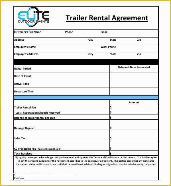 Trailer Lease Agreement Template Free Of 11 Trailer Rental Agreement Templates – Pdf