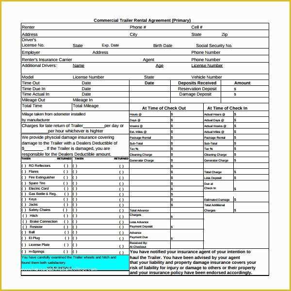 Trailer Lease Agreement Template Free Of 11 Trailer Rental Agreement Templates – Pdf