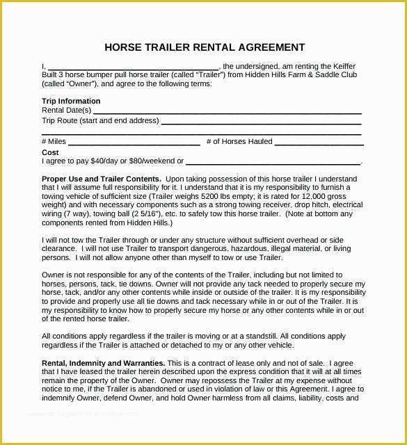 Trailer Lease Agreement Template Free Of Hire Contract Template Equipment Lease Agreement Template