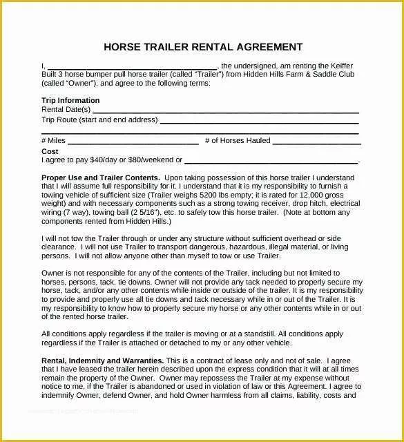 Trailer Lease Agreement Template Free Of Hire Contract Template Equipment Lease Agreement Template