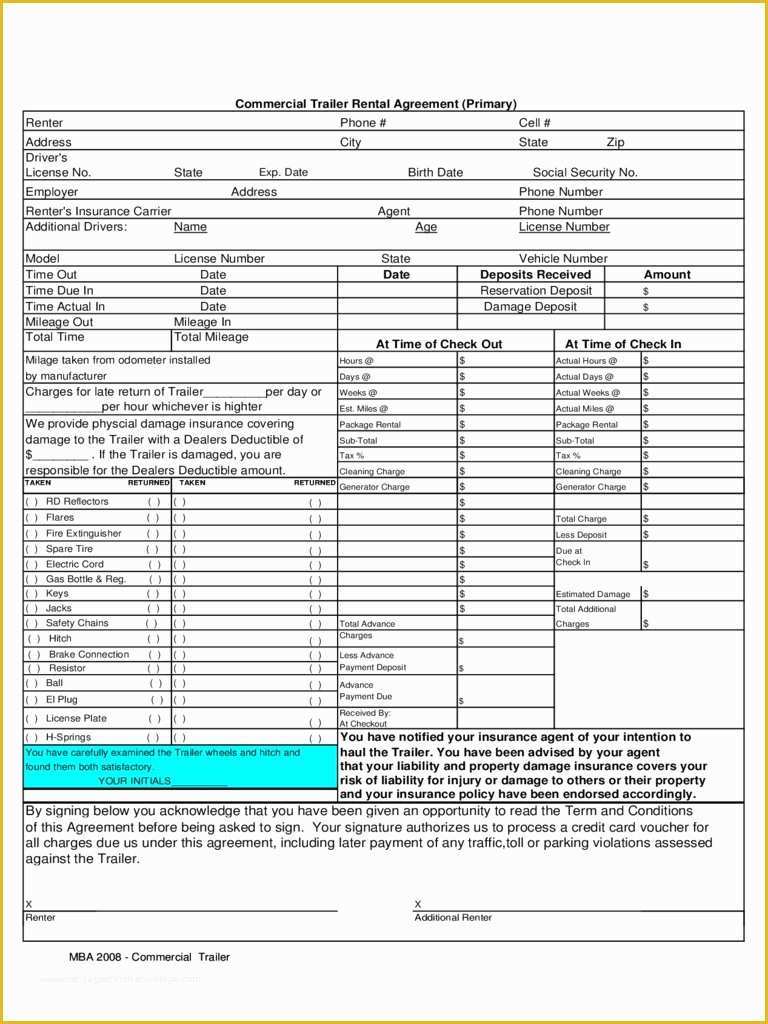 Trailer Lease Agreement Template Free Of Trailer Lease Agreement form Simple Trailer Rental