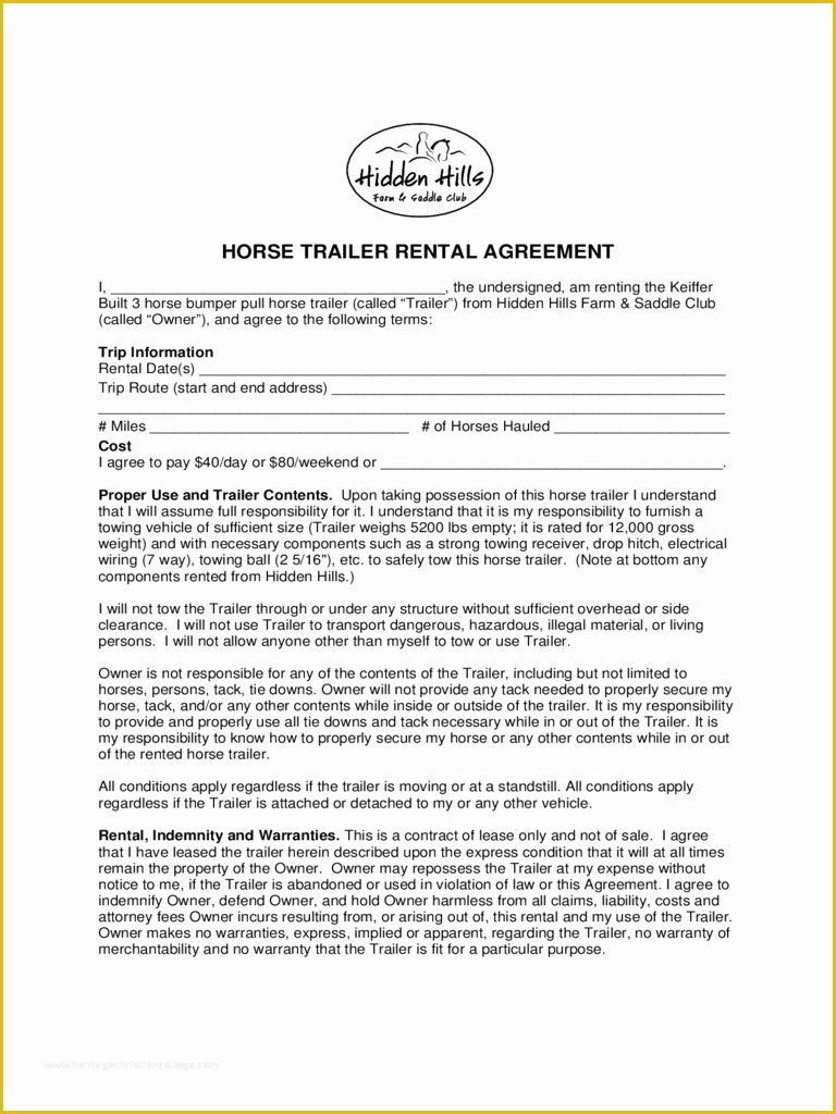 Trailer Lease Agreement Template Free Of Trailer Rental Agreement 6 Free Templates In Pdf Word