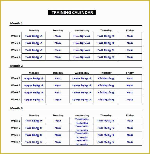 Training Plan Template Excel Free Of Exercise Schedule Template – 7 Free Word Excel Pdf