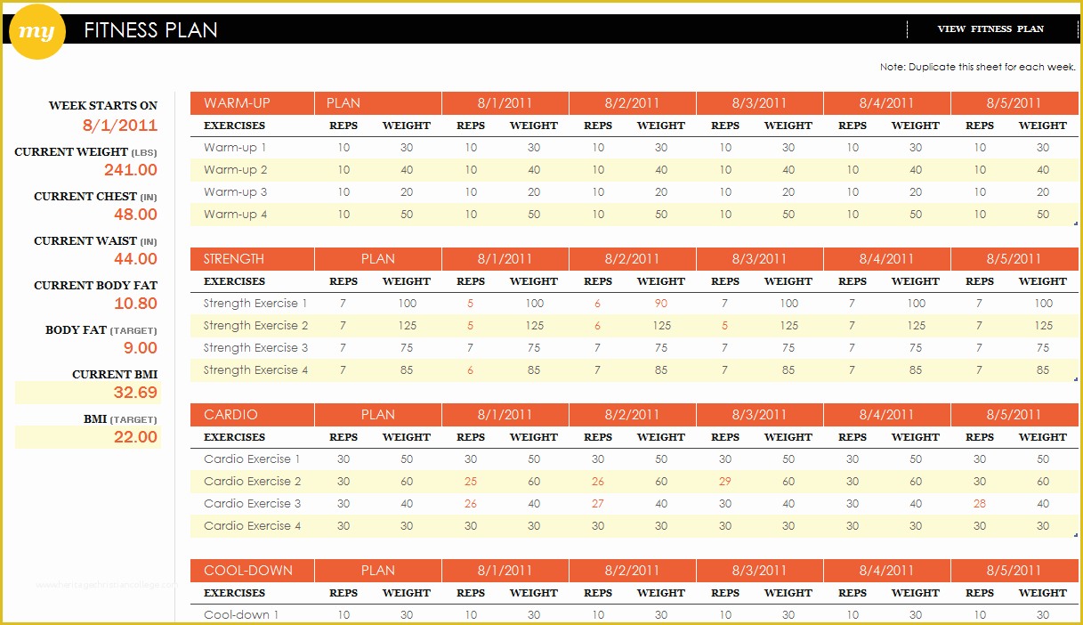 Training Plan Template Excel Free Of Fitness Plan Excel Template