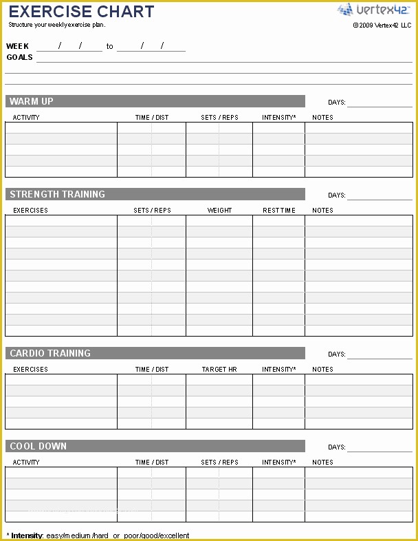 Training Plan Template Excel Free Of Free Exercise Chart or Ms Excel Use This Template to