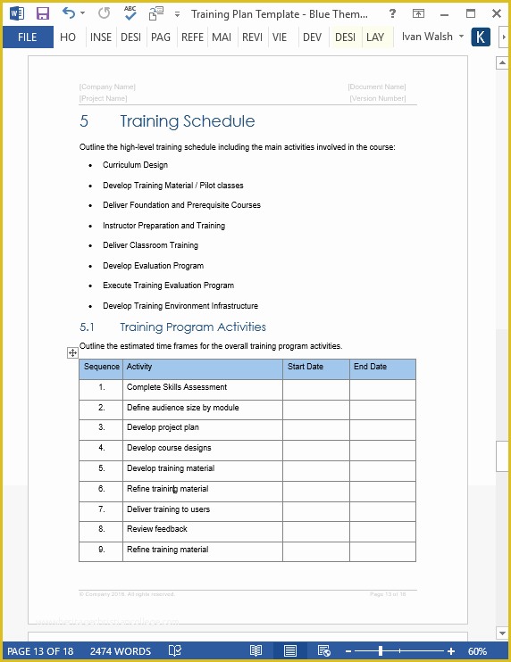 Training Plan Template Excel Free Of Training Plan Template – 20 Page Word & 14 Excel forms