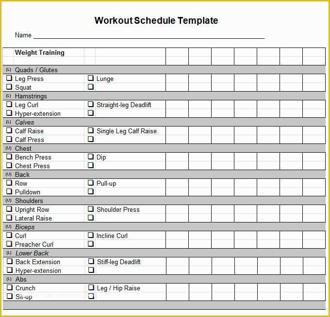 Training Plan Template Excel Free Of Workout Template Excel