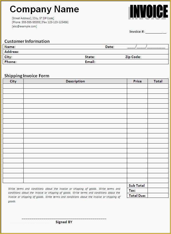 Transportation Invoice Template Free Of 8 Shipping Invoice Templates