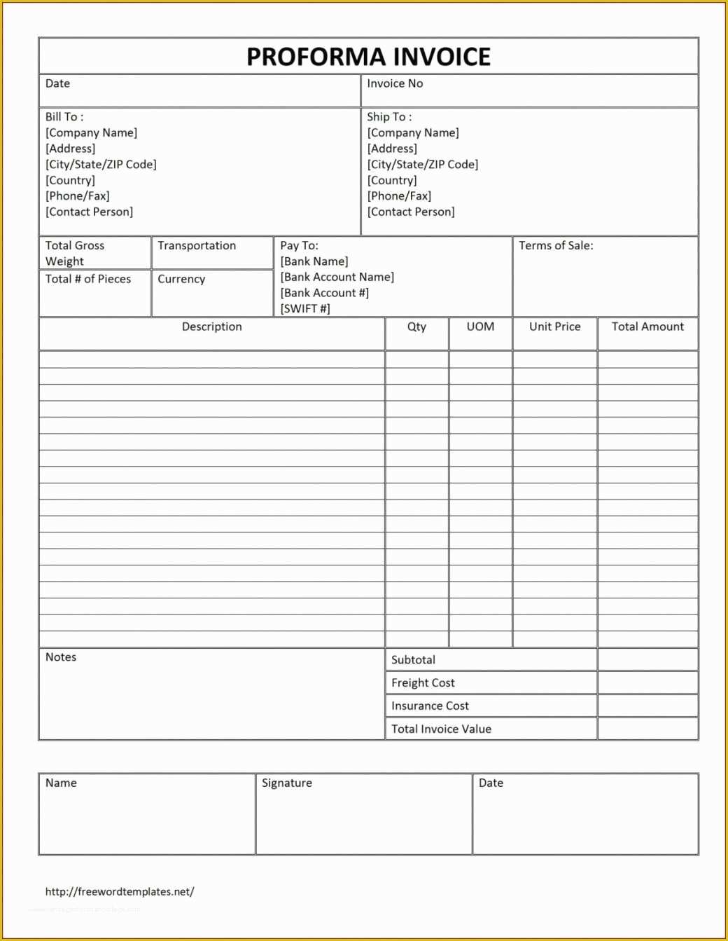 Transportation Invoice Template Free Of Freight Invoice Template