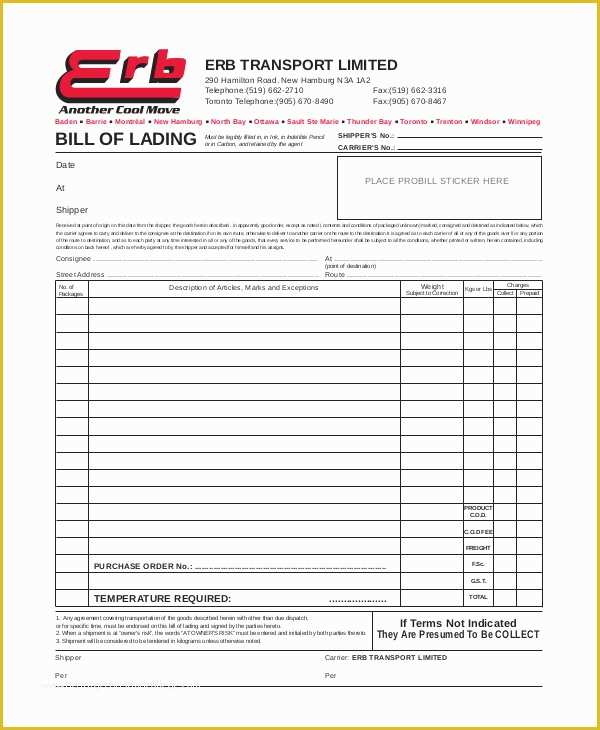 Transportation Invoice Template Free Of Simple Bill Of Lading Template 11 Free Word Pdf