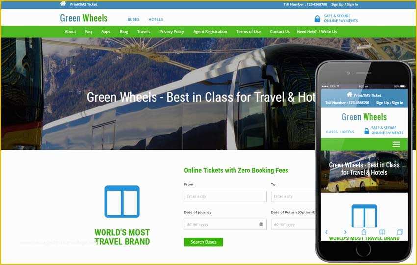 Travel Booking Website Templates Free Download Of Green Wheels A Travel Category Responsive Web Template