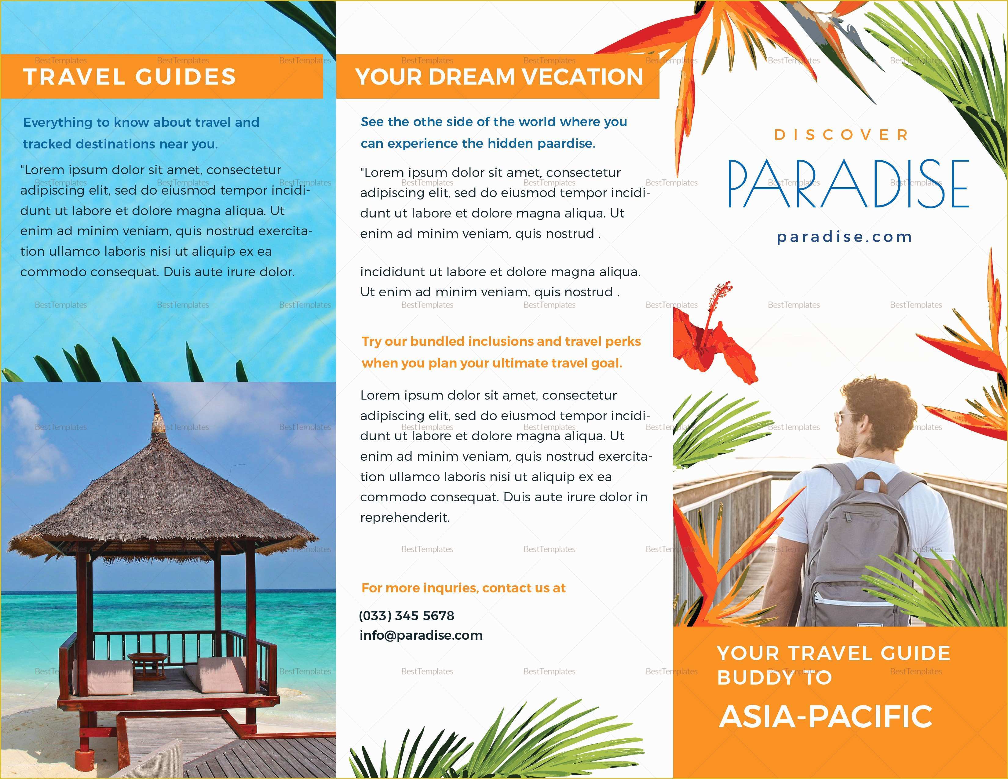 Travel Brochure Template Free Of Travel Tri Fold Brochure Design Template In Psd Word