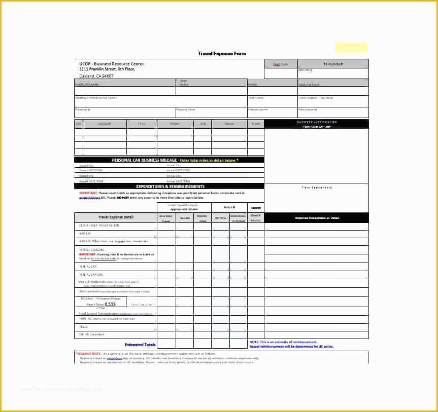 Travel Expense Sheet Template Free Of 46 Travel Expense Report forms & Templates Template Archive
