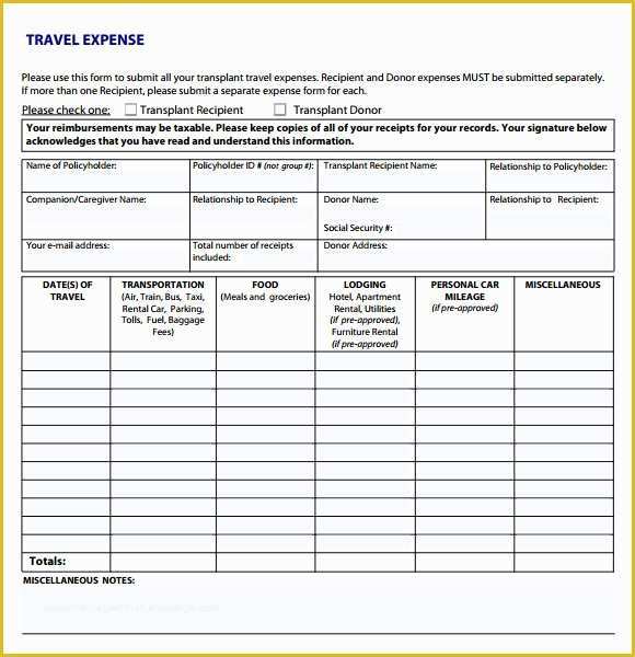 Travel Expense Sheet Template Free Of 9 Sample Expense Sheets