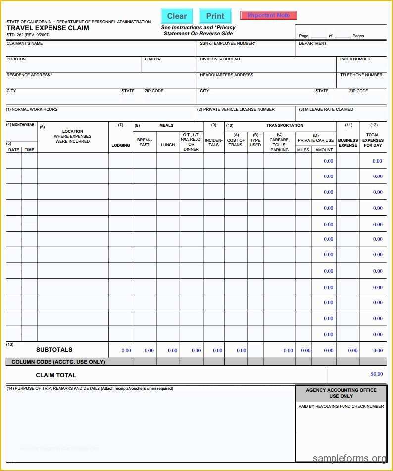 Travel Expense Sheet Template Free Of Business Expense Claim form Templates