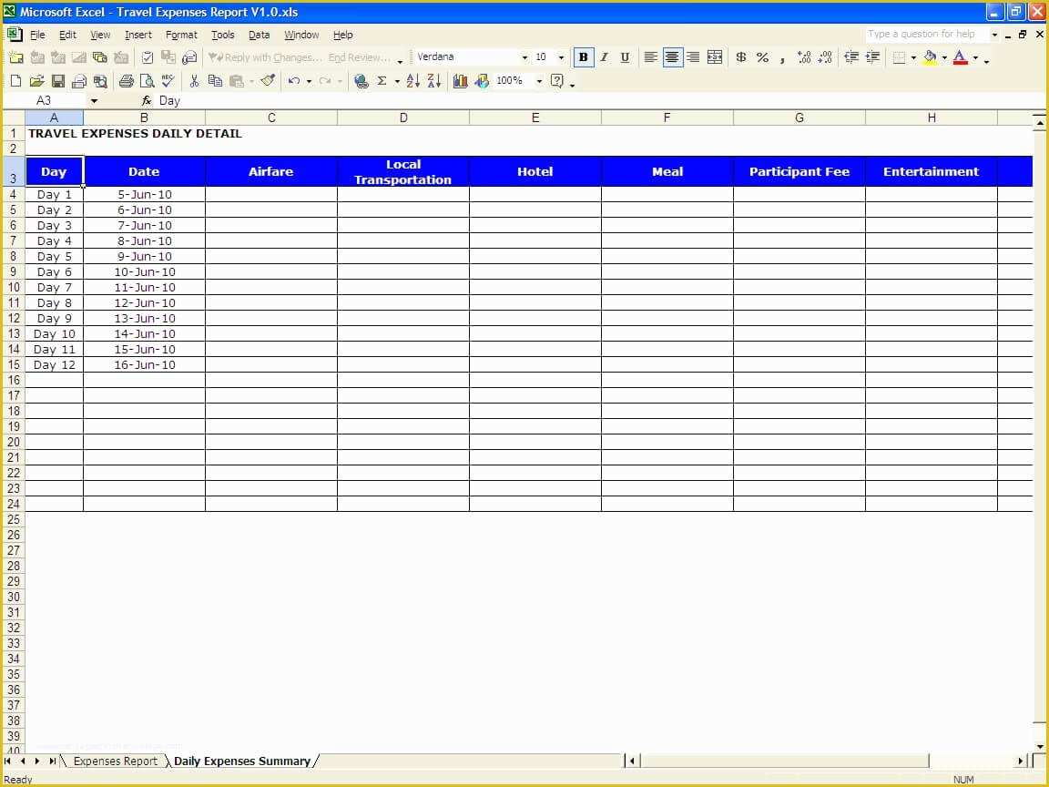 Travel Expense Sheet Template Free Of Excel Expense Report Template Business Expense Reports