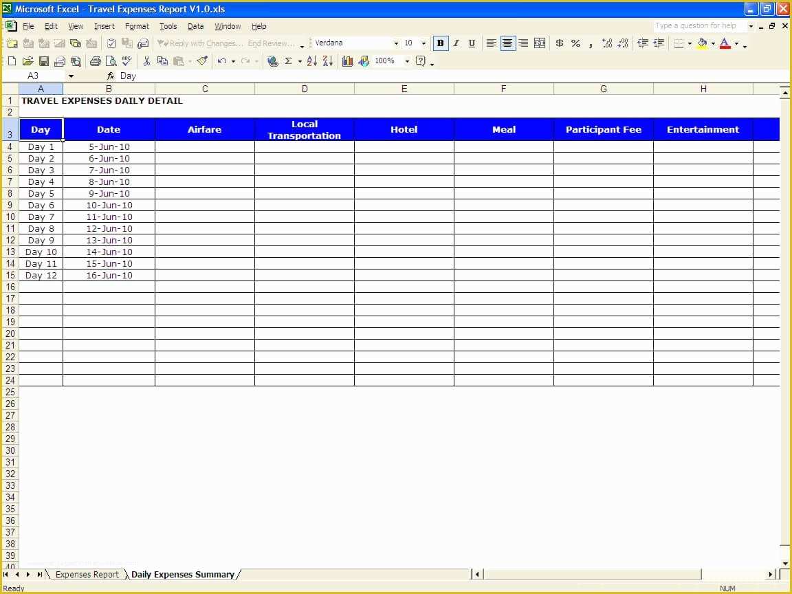 Travel Expense Sheet Template Free Of Excel Expense Report Template Business Expense Reports