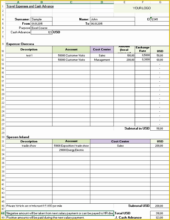 Travel Expense Sheet Template Free Of Excel Travel Expense Report Template Travel Expense