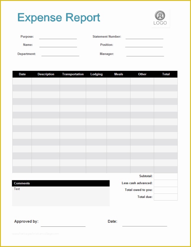 Travel Expense Sheet Template Free Of Expense Report form