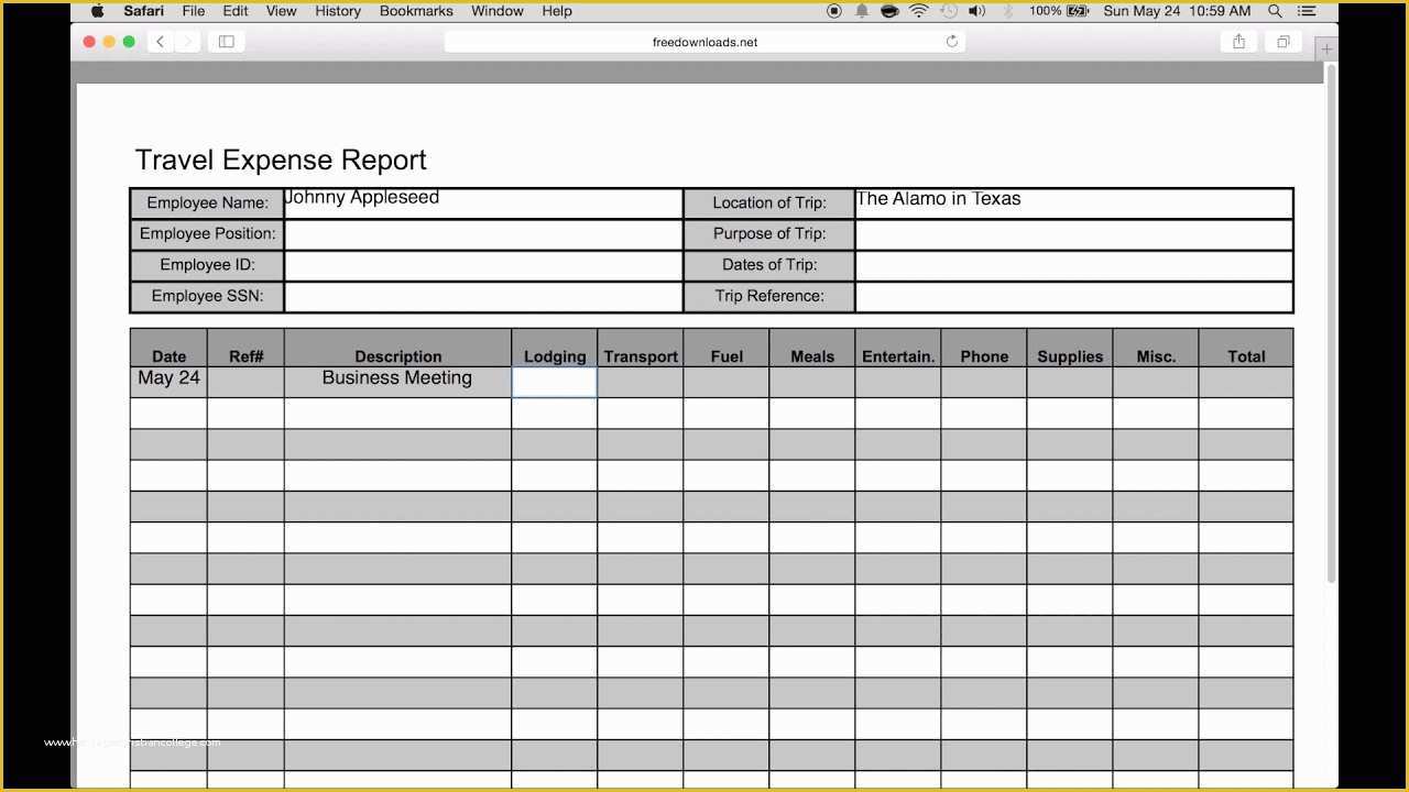 Travel Expense Sheet Template Free Of How to Fill In A Free Travel Expense Report Pdf