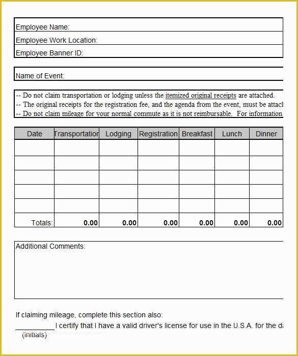 Travel Expenses Template Free Download Of 11 Travel Expense Report Templates – Free Word Excel
