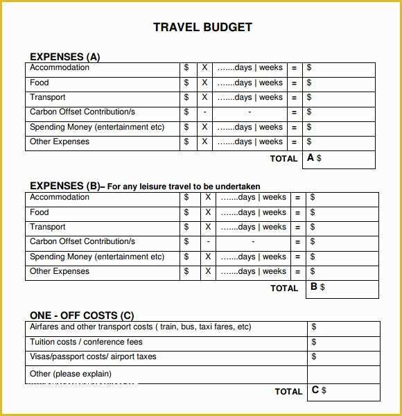 Travel Expenses Template Free Download Of 7 Travel Bud Templates