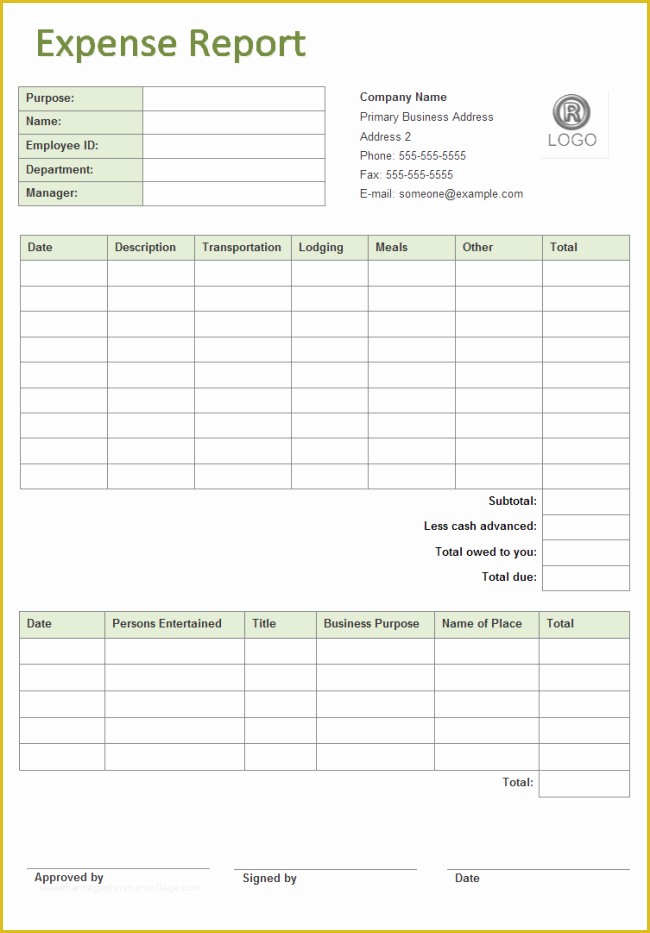 Travel Expenses Template Free Download Of Business Expense Report