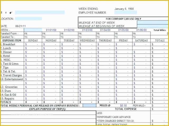 Travel Expenses Template Free Download Of Travel Expense form Excel Report Template Employee