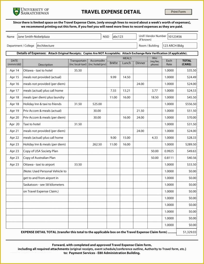 Travel Expenses Template Free Download Of Travel Expense Template Free Sample Worksheets form