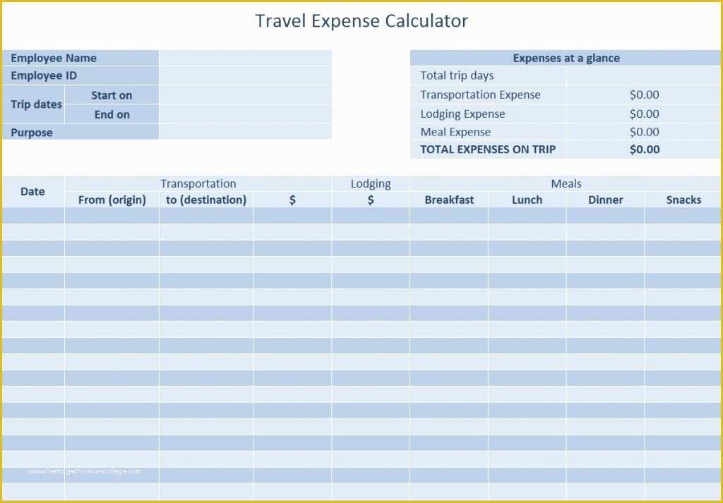 Travel Expenses Template Free Download Of Travel Expense Template