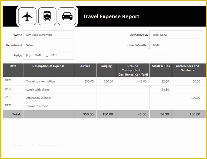 Travel Expenses Template Free Download Of Travel Expense Templates