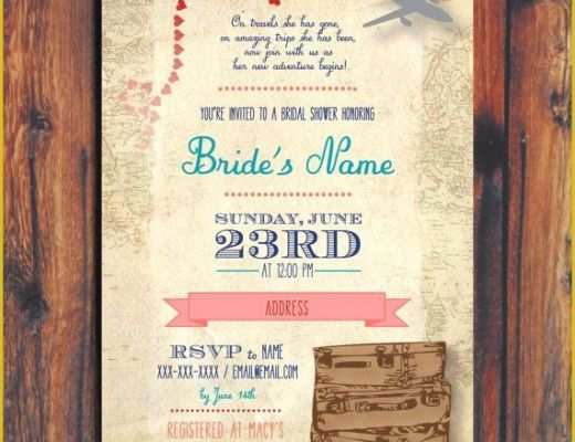 Travel themed Invitation Template Free Of Bridal Shower Invitations Bridal Shower Invitations