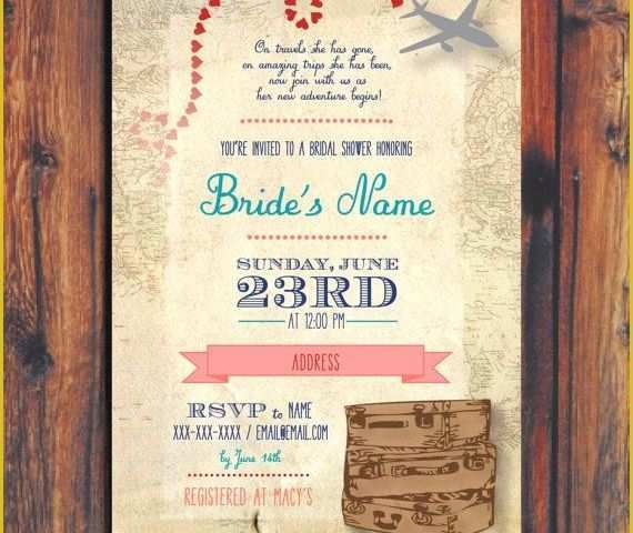 Travel themed Invitation Template Free Of Bridal Shower Invitations Bridal Shower Invitations